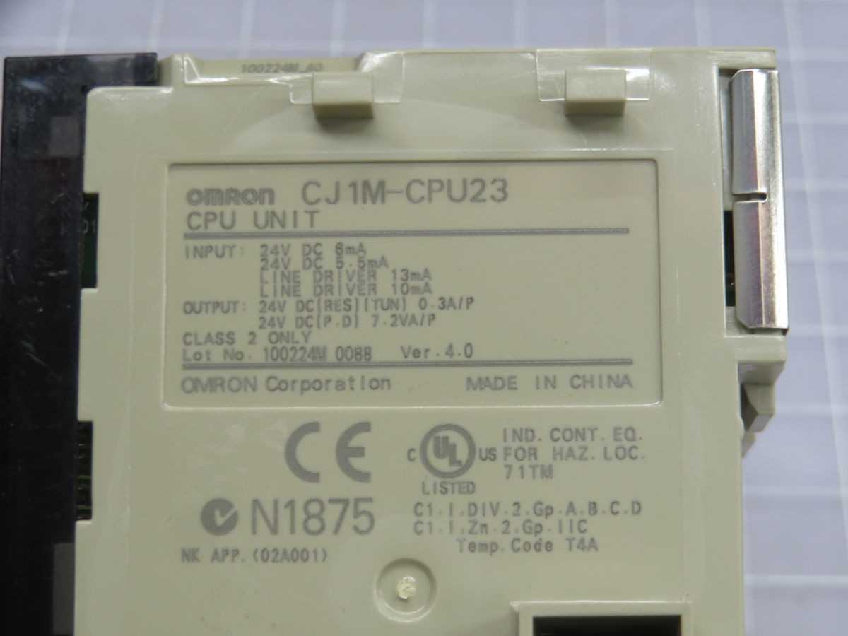 OMRON CJ1M-CPU23 CPU CJ1M 20K PROGRAM W/PLS HSCV3,640 POINT T246365 - PLC MODULES