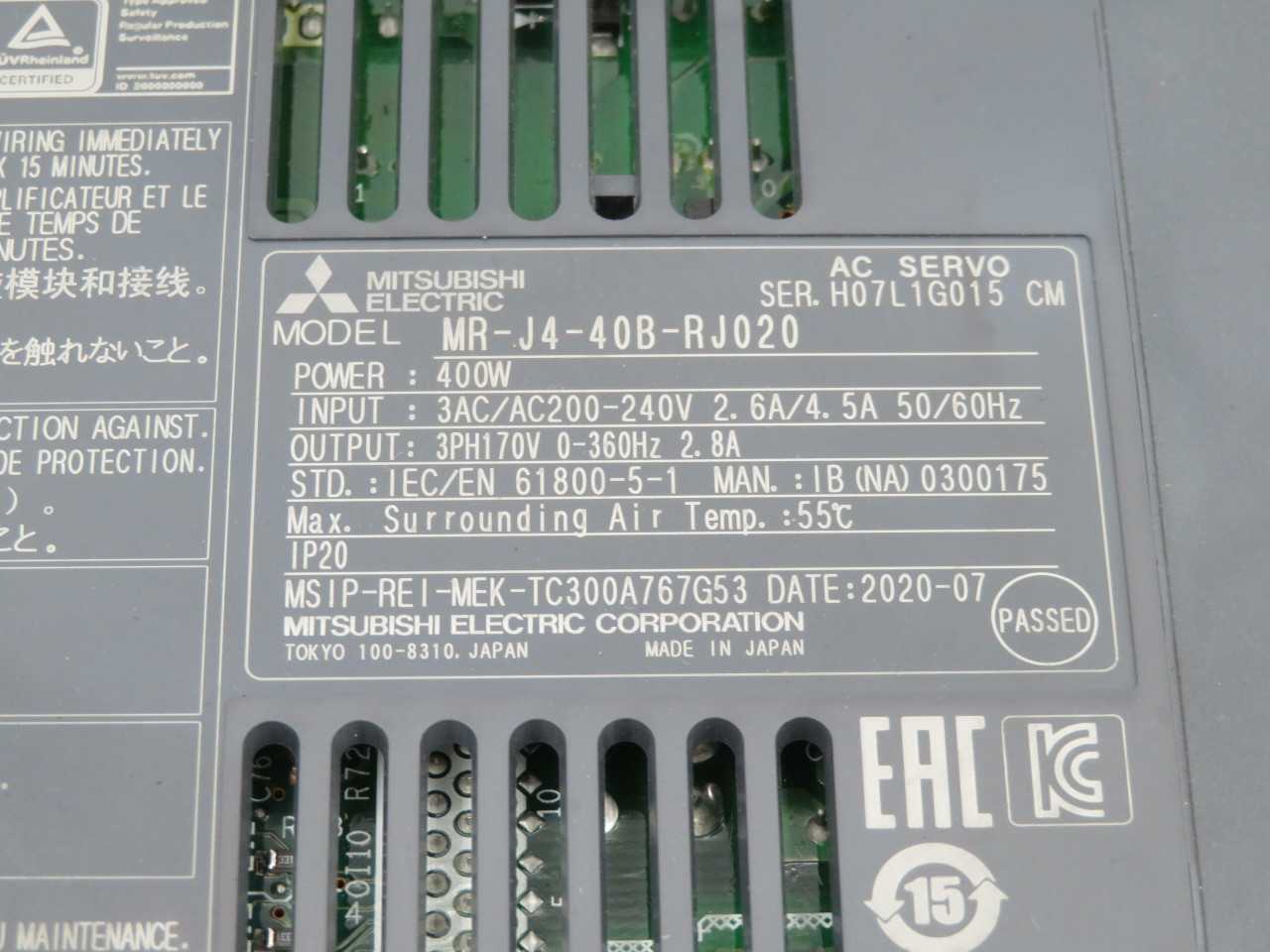 Mitsubishi MR-J4-40B-RJ020 400W AC Servo Driver - High Precision Control - SERVO