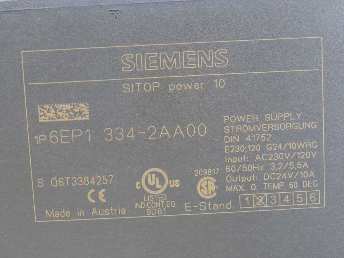 SIEMENS 6EP1 334-2AA00 POWER SUPPLY T248860 - POWER SUPPLIES