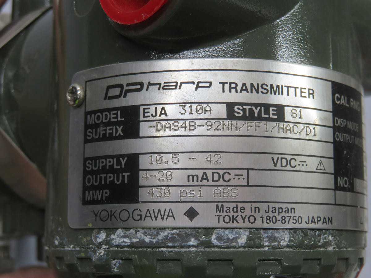 YOKOGAWA EJA 310A PRESSURE TRANSMITTER T216911 - FLOW TRANSMITTER