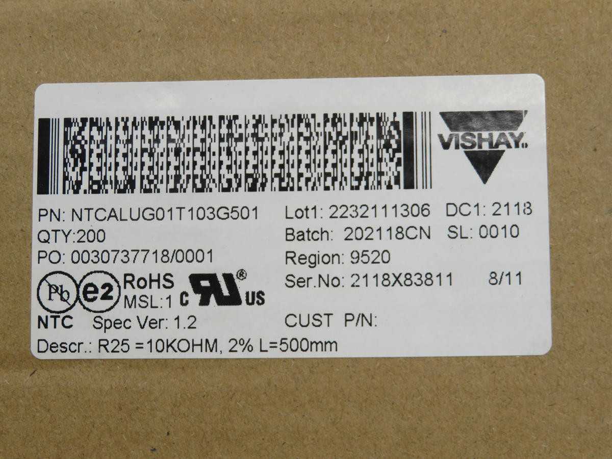 LOT OF 200 VISHAY NTCALUG01T103G501 NTC THERMISTOR 10K RING LUG T207390 - SPRINGS