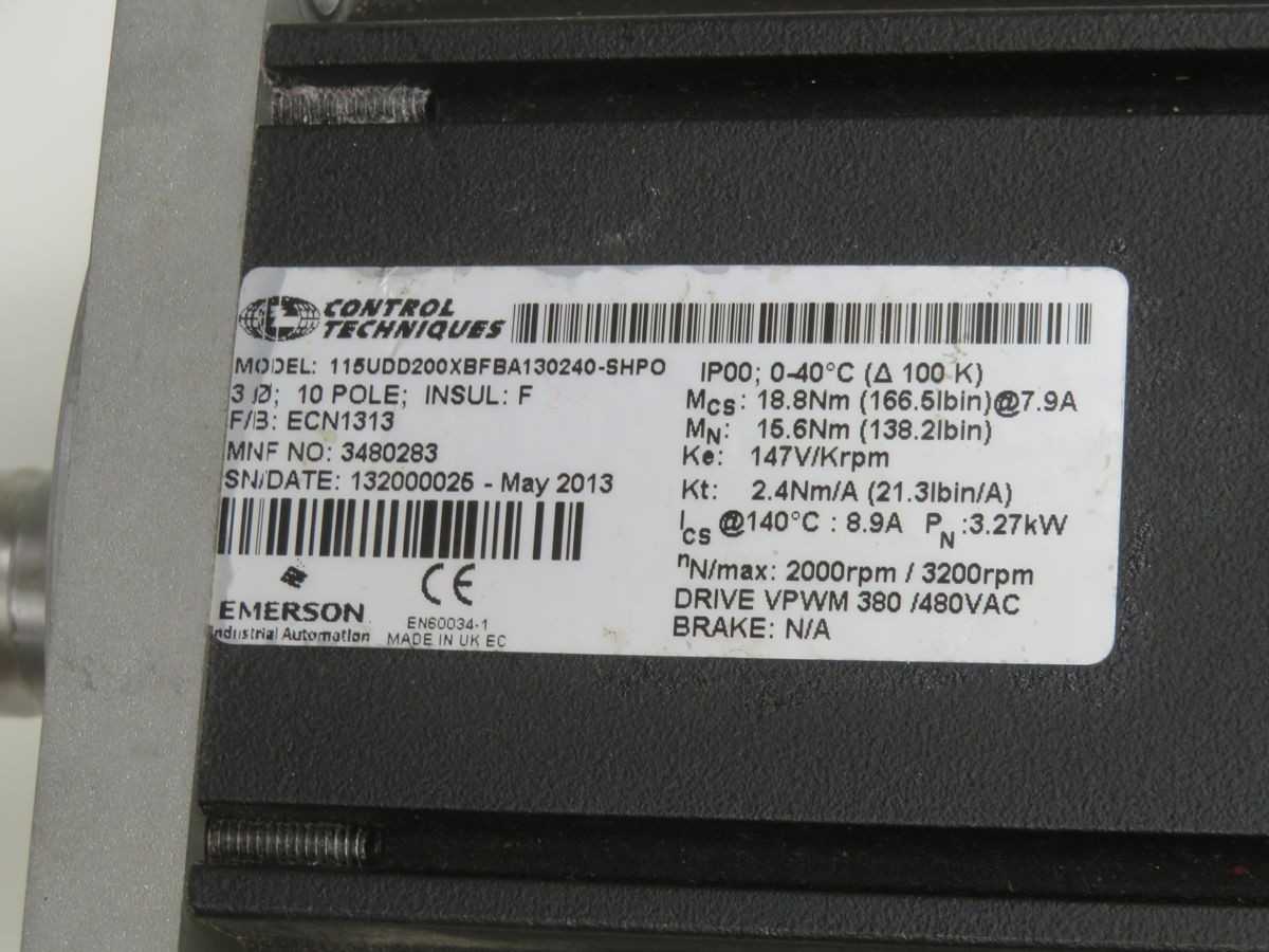 CONTROL TECHNIQUES 115UDD200XBFBA130240-SHP0 SERVO MOTOR T260125 - SERVO