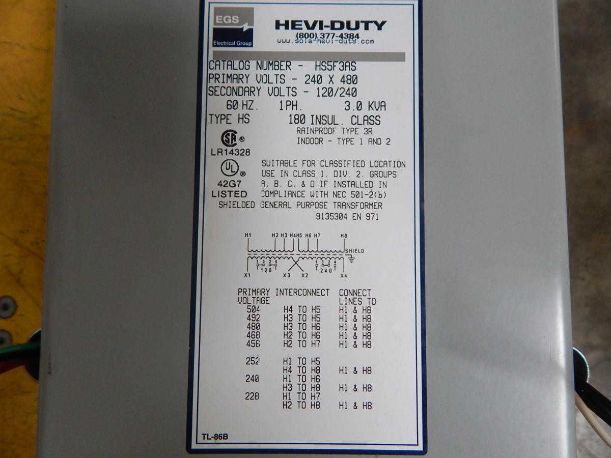 EGS HS5F3AS POWER TRANSFORMER M3648 - POWER TRANSFORMERS