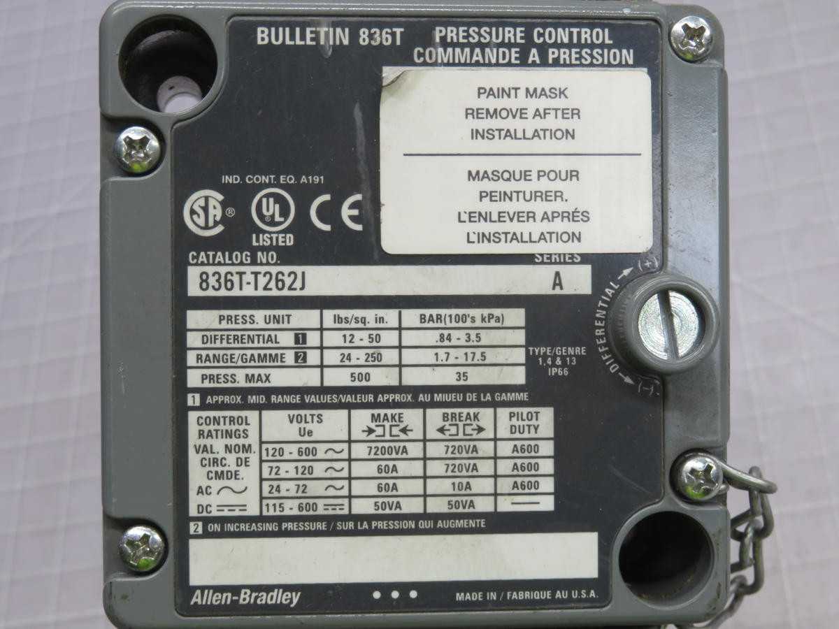 ALLEN BRADLEY 836T-T262J PRESSURE SWITCH T234179 - PRESSURE MEASUREMENT