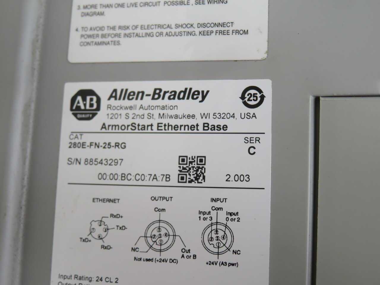 ALLEN BRADLEY 284E-FVD7P6Z-25-RRG-SBG-DB1-EMI VARIABLE FREQUENCY DRIVE - MOTOR DRIVES