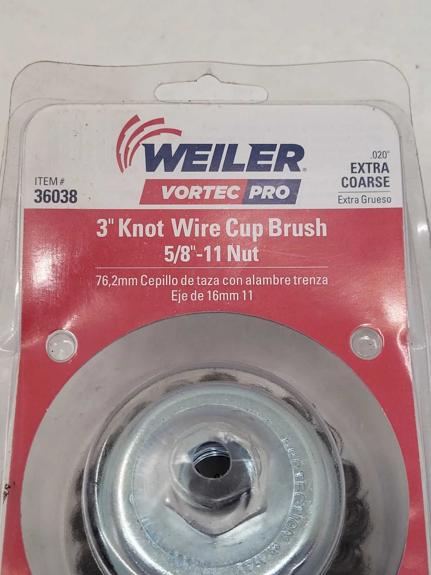 Weiler Vortec Pro 3" Knot Wire Cup Brush - Heavy Duty Cleaning Tool - MACHINING ACCESSORIES & TOOLING