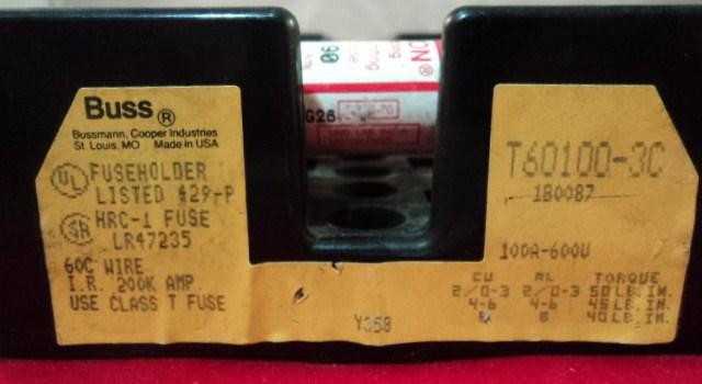 4 BUSS T60100-3C T60060-3CRE FUSE HOLDERS T9612 - FUSES
