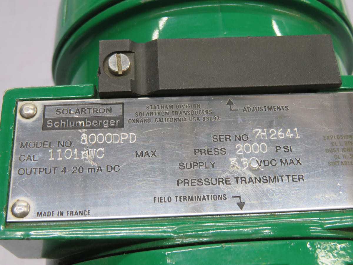 SCHLUMBERGER 8000DPD PRESSURE TRANSMITTER T216905 - PRESSURE TRANSMITTER