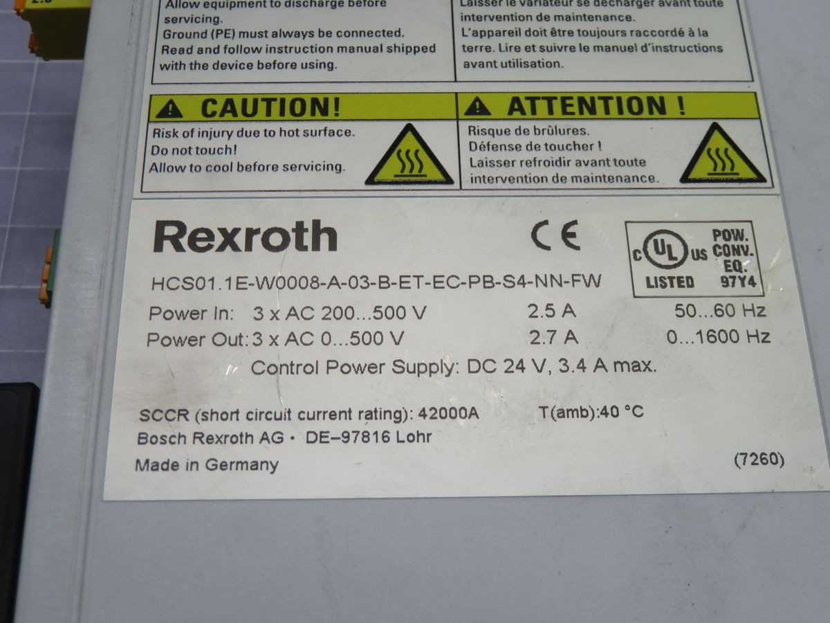 REXROTH HCS01.1E-W0008-A-03-B-ET-EC-PB-S4-NN-FW CONTROL T250660 - SERVO