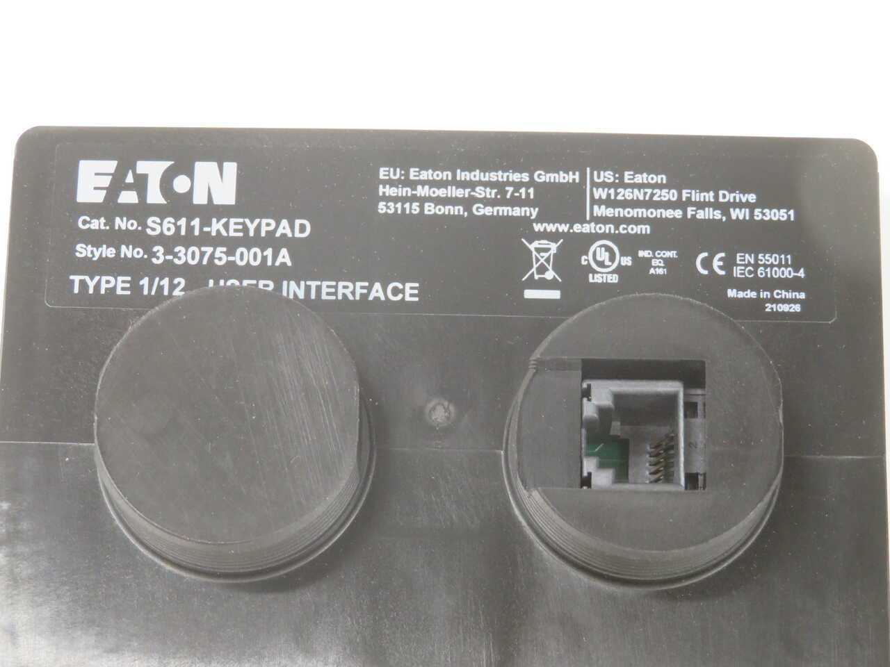 EATON S611-KEYPAD 3-3075-001A USER INTERFACE - OPERATOR CONTROLS