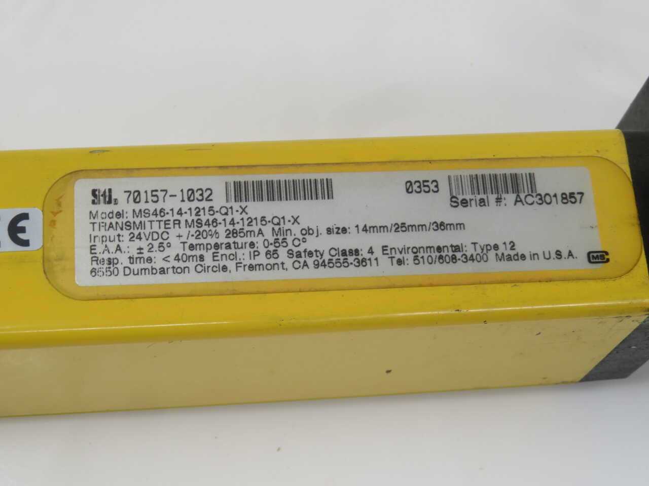 STI MS46-14-1215-Q1-X 70157-1032 LIGHT CURTAIN TRANSMITTER - MISCELLANEOUS