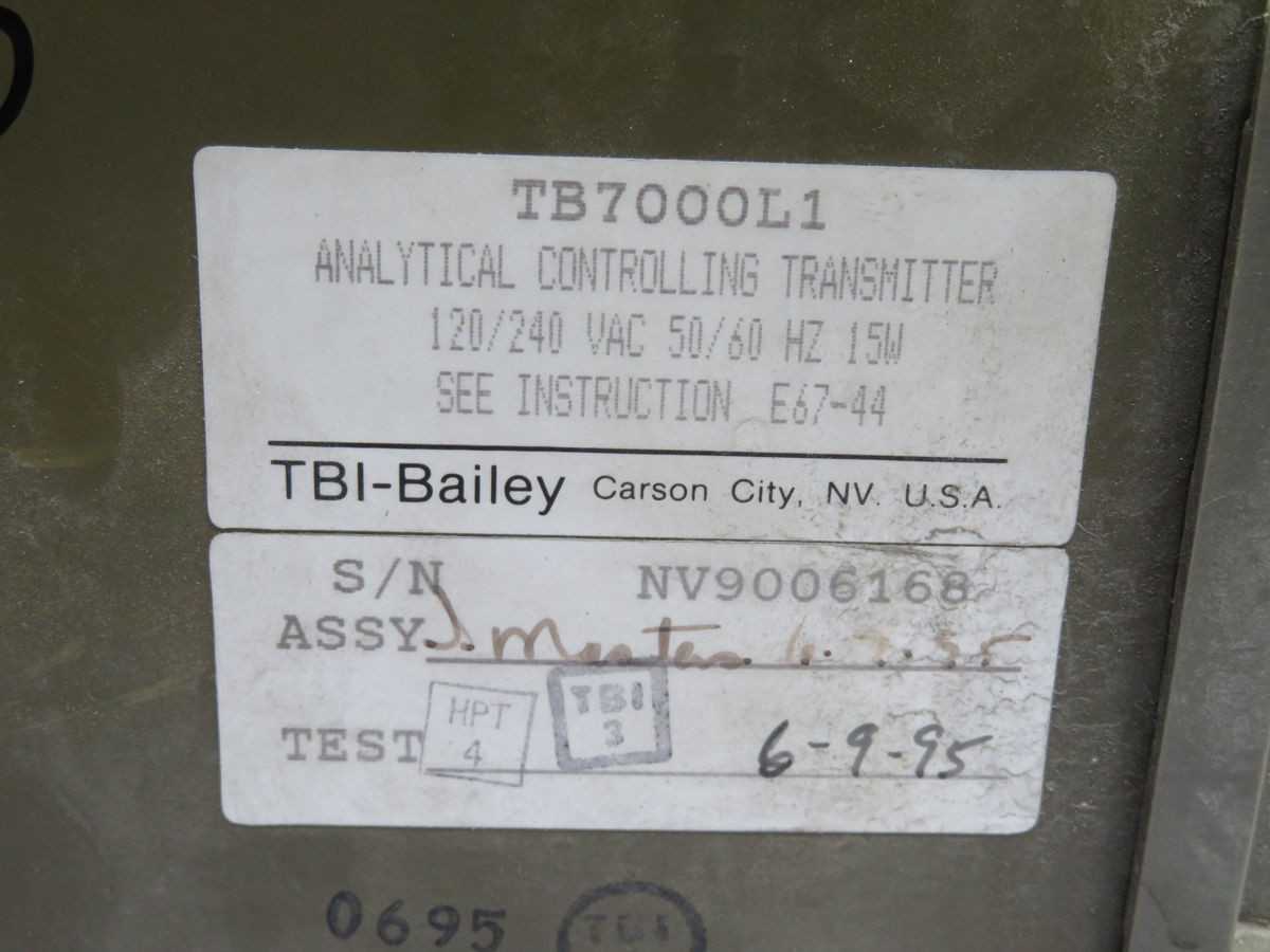 TBI-BAILEY TB7000L1 ANALYTICAL CONTROLLING TRANSMITTER T254292 - FLOW TRANSMITTER