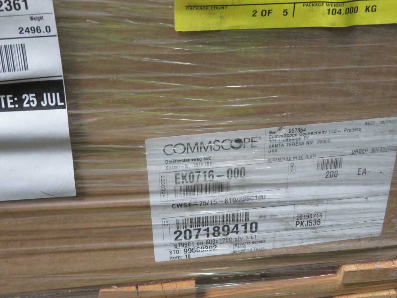 LOT OF 200 COMMSCOPE EK0716-000 CWST-75/15-810/239C100 CABLE WRAP T186926 - FIBER OPTIC CABLE