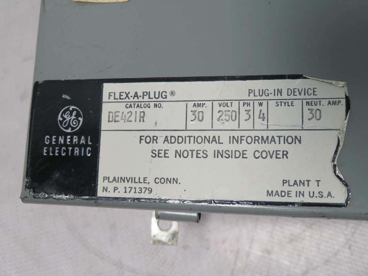 GE DE42IR FLEX-A-PLUG 30 AMP 3 PH T187723 - DISCONNECT SWITCHES