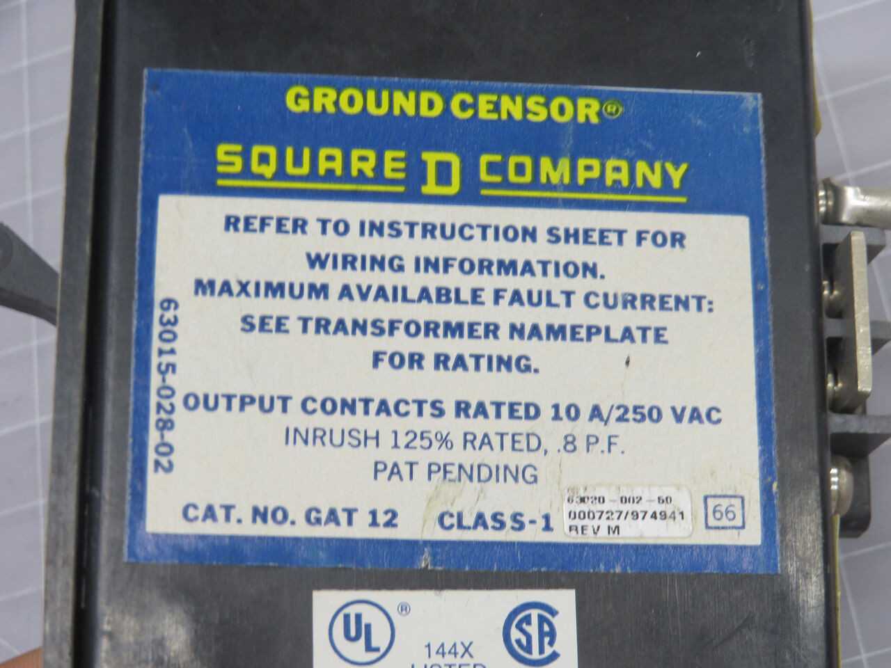 SQUARE D GAT 12 GROUND FAULT RELAY T245480 - INDUSTRIAL PARTS
