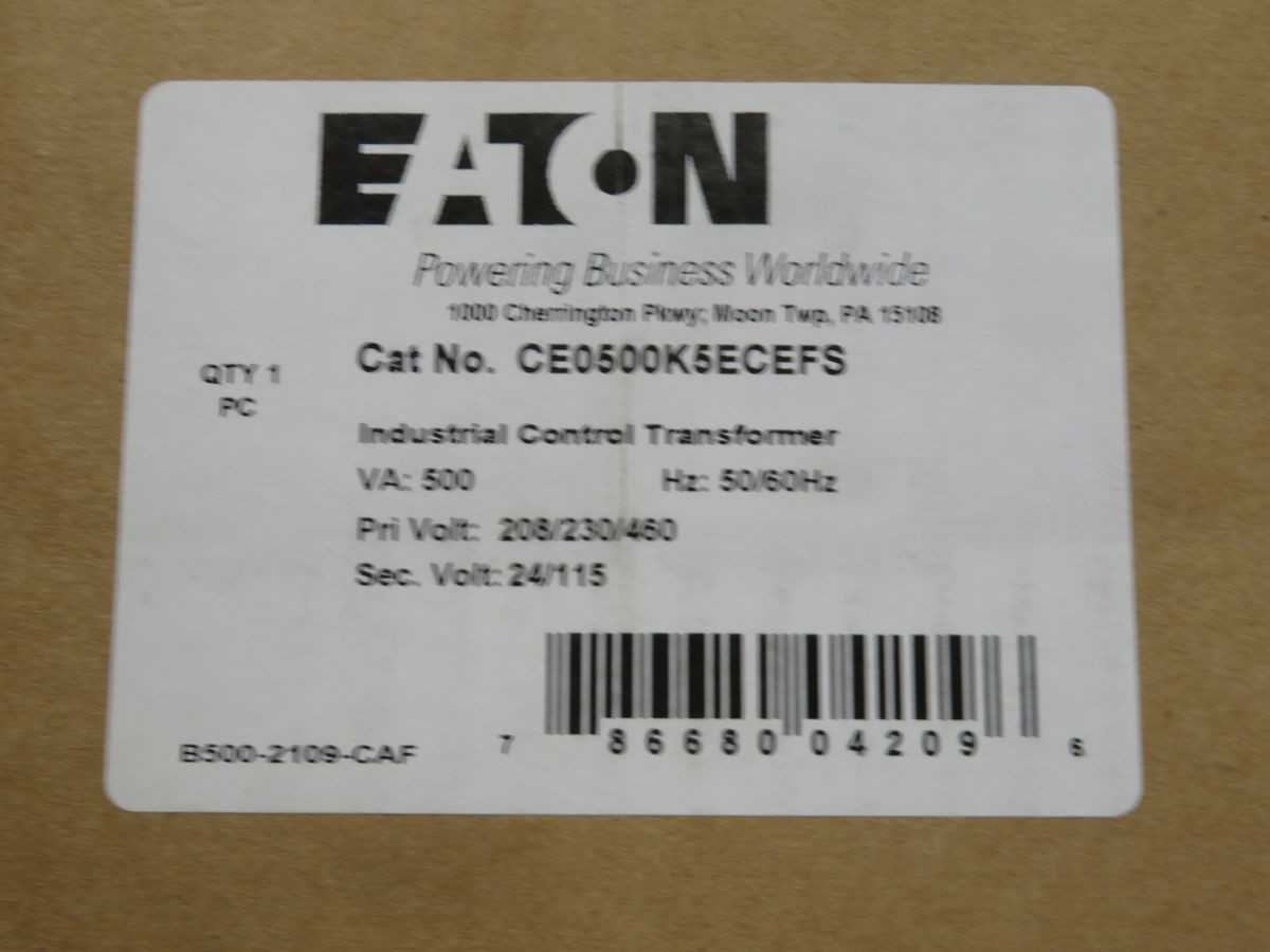 EATON CE0500K5ECEFS TYPE MTK INDUSTRIAL CONTROL TRANSFORMER T246170 - CONTROL TRANSFORMERS