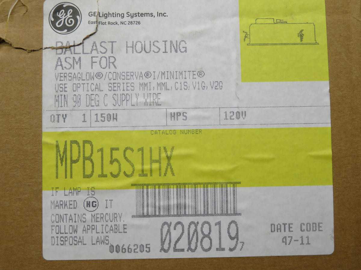 GE MPB15S1HX BALLAST HOUSING ASSEMBLY T233883 - BALLASTS